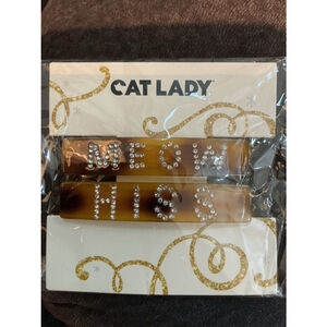 Cat Lady Rhinestone Hair Clips — MEOW & HISS — Set of 2